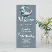 Blue and Black Crescent Moon huwelijksprogramma (Staand voorkant)