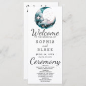 Blue and Black Crescent Moon huwelijksprogramma (Voorkant / Achterkant)