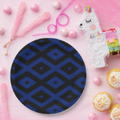 Blue and black diamond pattern papieren bordje (Feest)