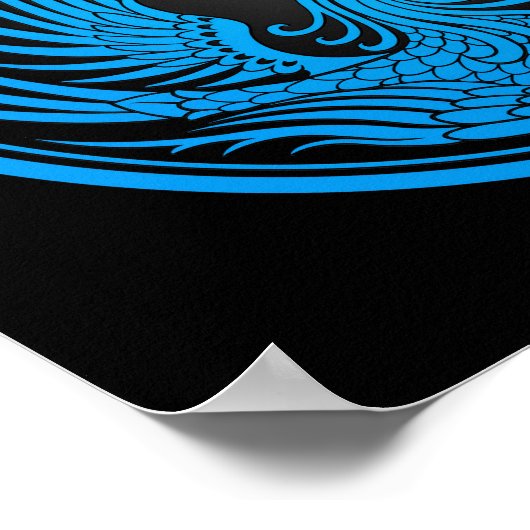 Blue and Black Dragon Phoenix Yin Yang Poster (Hoek)