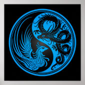 Blue and Black Dragon Phoenix Yin Yang Poster (Voorkant)