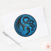 Blue and Black Dragon Phoenix Yin Yang Ronde Sticker (Envelop)