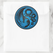 Blue and Black Dragon Phoenix Yin Yang Ronde Sticker (Tas)