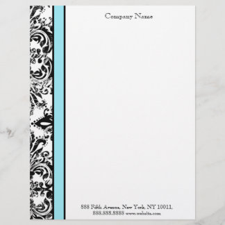 Blue and Black Elegant Damask Letterhead Custom Briefhoofd