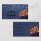 Blue and Black Glitter Nail Tech Visitekaartje (Voorkant / Achterkant)