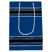 Blue and Black Jersey Stripes Custom Name Number Medium Cadeauzakje (Achterkant)