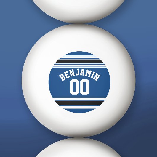 Blue and Black Jersey Stripes Custom Name Number Pingpongbal