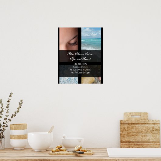 Blue and Black Luxury Spa Resort Theme Poster (Keuken)
