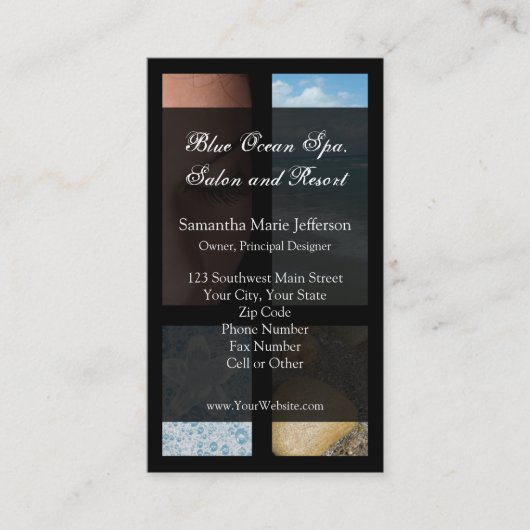 Blue and Black Luxury Spa Resort Theme Visitekaartje (Voorkant)