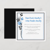 Blue and Black Modern Botanical Reception Only | Kaart (Voorkant / Achterkant)
