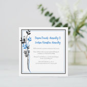 Blue and Black Modern Botanical Reception Only | Kaart (Staand voorkant)