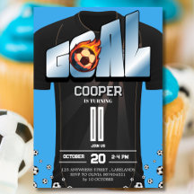 Blue and Black Soccer Shirt Birthday Party