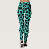 Blue And Black Spots Pattern Safari Leopard Print Leggings (Achterkant)