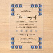 Blue and Black Ukrainian Embroidery Wedding Acryl Uitnodigingen (Voorkant)