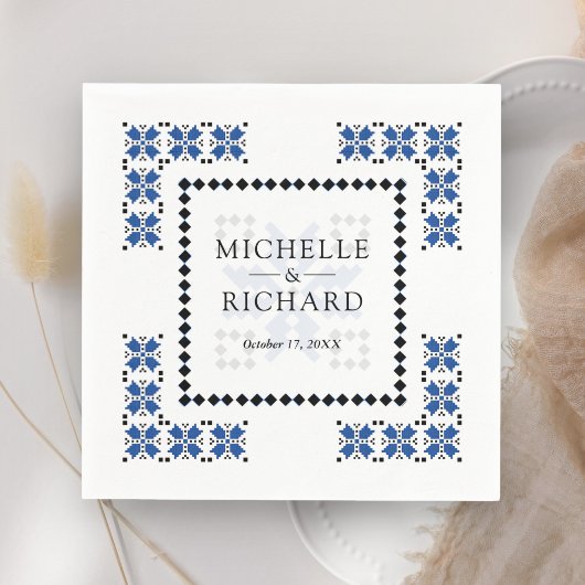 Blue and Black Ukrainian Embroidery Wedding Servet