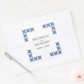 Blue and Black Ukrainian Embroidery Wedding Vierkante Sticker (Envelop)