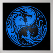 Blue and Black Yin Yang Dragons Poster (Voorkant)