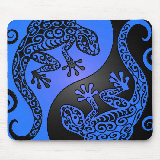 Blue and Black Yin Yang Geckos Muismat (Voorkant)