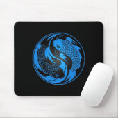 Blue and Black Yin Yang Koi Fish Muismat (Met muis)