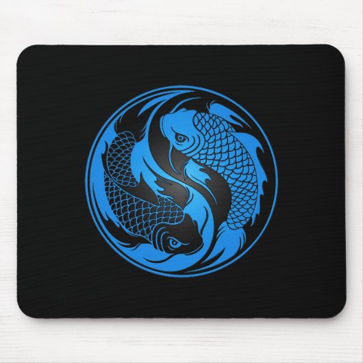 Blue and Black Yin Yang Koi Fish Muismat (Voorkant)