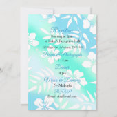 Blue and Blauwgroen Hibiscus Wedding Invitation Kaart (Achterkant)