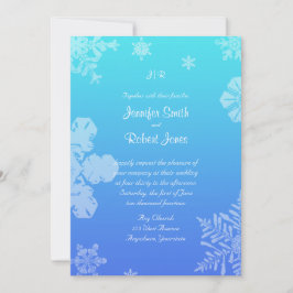 Blue and Blauwgroen Snowflake Posh Wedding Invitat Kaart