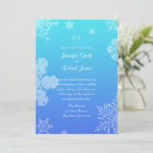 Blue and Blauwgroen Snowflake Posh Wedding Invitat Kaart (Staand voorkant)