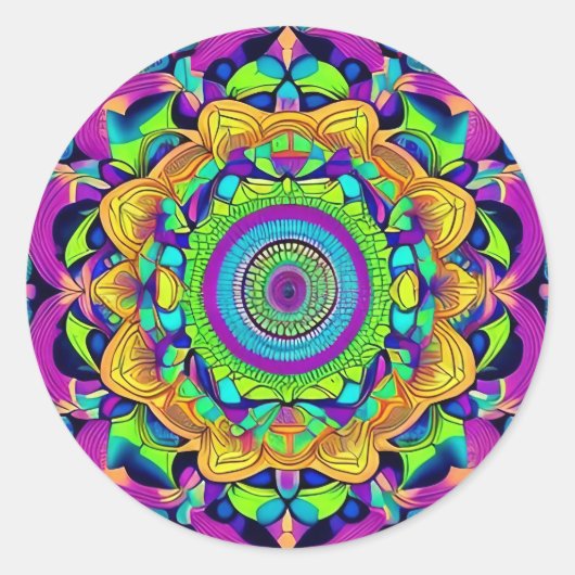Blue and Bold Mandala Classic Round Sticker (Voorkant)