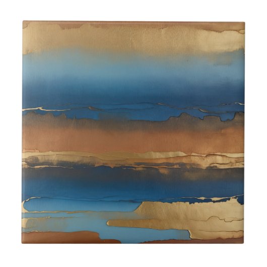 blue and bronze abstract tegeltje (Voorkant)