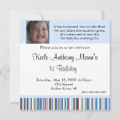 Blue and Brown Baby Boy 1st Birthday Invitation Kaart (Achterkant)