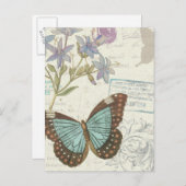 Blue and Brown Butterfly Briefkaart (Voorkant / Achterkant)