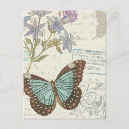 Blue and Brown Butterfly Briefkaart (Voorkant)