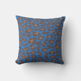 Blue and Brown Leopard Print Outdoor Pillow | Mode Buitenkussen