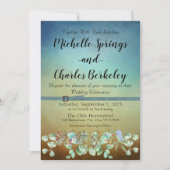 Blue and Brown Ombre Flat Wedding Invitation (Voorkant)