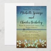 Blue and Brown Ombre Flat Wedding Invitation (Voorkant / Achterkant)