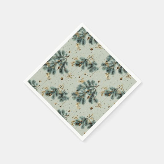 Blue and Brown Pinecone Winter Pattern Servet (Hoek)