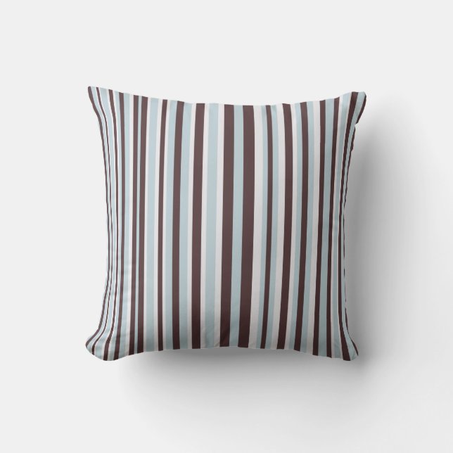 Blue and Brown Stripe American MoJo Pillow Kussen (Voorkant)