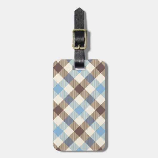 Blue And Brown Tartan plaid Bagagelabel (Voorkant verticaal)