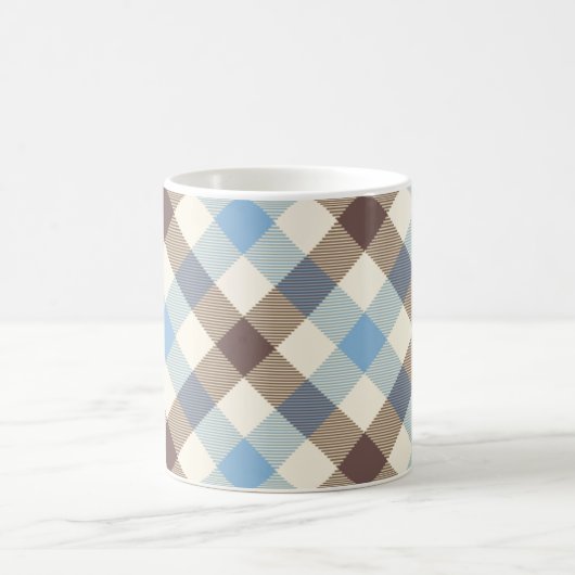 Blue And Brown Tartan plaid Koffiemok (Center)