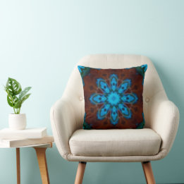 Blue and Brown Throw Pillow Kussen