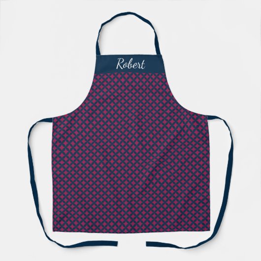 Blue and Burgundy Custom Name Apron Schort (Voorkant)