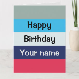Blue and Burgundy Happy Birthday Kaart