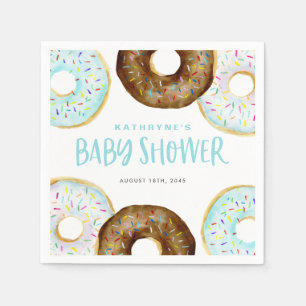 Blue and Chocolate Sprinkle Donuts Baby shower Servet