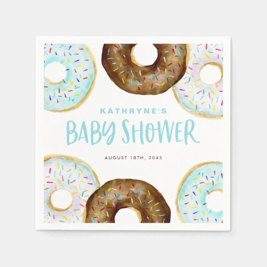 Blue and Chocolate Sprinkle Donuts Baby shower Servet (Voorkant)