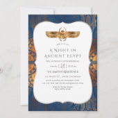 Blue and Copper Gold Foil Egyptian Thaise Party Kaart (Voorkant)
