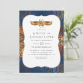 Blue and Copper Gold Foil Egyptian Thaise Party Kaart (Staand voorkant)