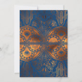 Blue and Copper Gold Foil Egyptian Thaise Party Kaart (Achterkant)