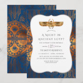 Blue and Copper Gold Foil Egyptian Thaise Party Kaart (Voorkant / Achterkant)