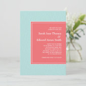 Blue and Coral Chevron Wedding Invitation Kaart (Staand voorkant)