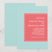 Blue and Coral Chevron Wedding Invitation Kaart (Voorkant / Achterkant)